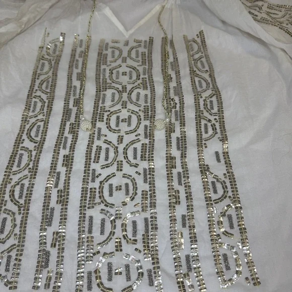 TAJ by Sabrina Crippa Tops Taj By Sabrina Embellished Tunic Dress coverup sz M - Picture 2 of 10